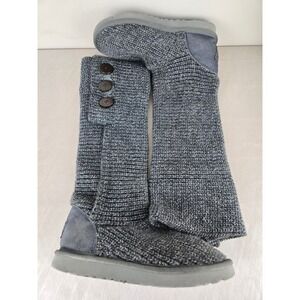 UGG Australia Women's Gray Knit Button Boots Size S